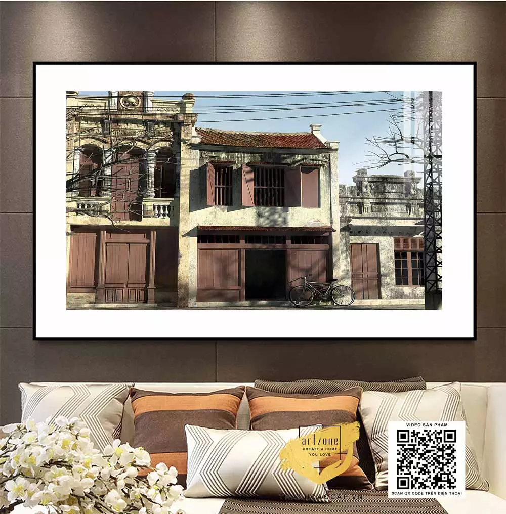 Tranh sang trọng vải Canvas trang trí tiệm cafe Phong cảnh Hà Nội xưa Tranh sang trọng vải Canvas trang trí tiệm cafe Phong cảnh Hà Nội xưa 120X80 cm P/N: AZ1-0969-KN-CANVAS-120X80