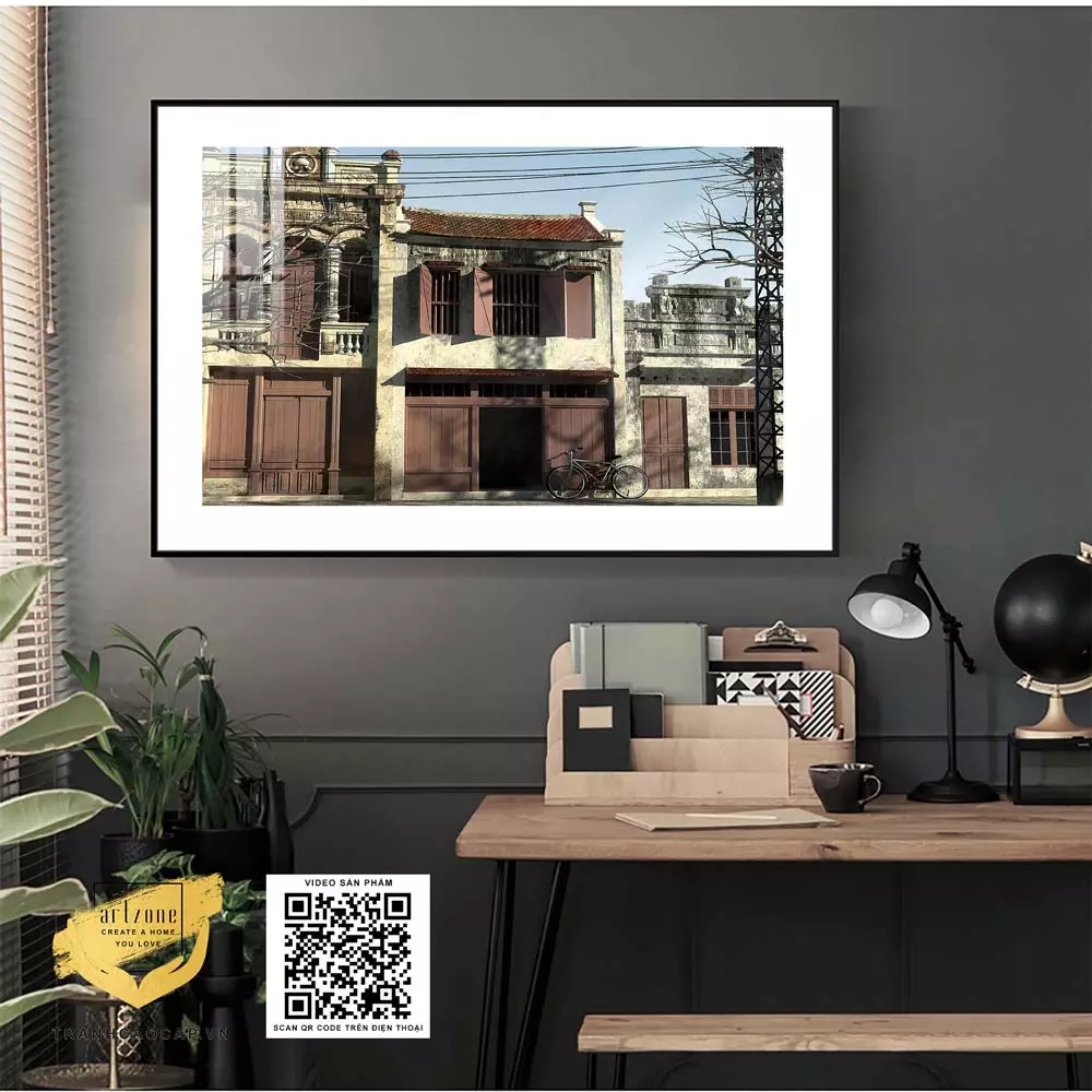 Tranh sang trọng vải Canvas trang trí tiệm cafe Phong cảnh Hà Nội xưa Tranh sang trọng vải Canvas trang trí tiệm cafe Phong cảnh Hà Nội xưa 120X80 cm P/N: AZ1-0969-KN-CANVAS-120X80