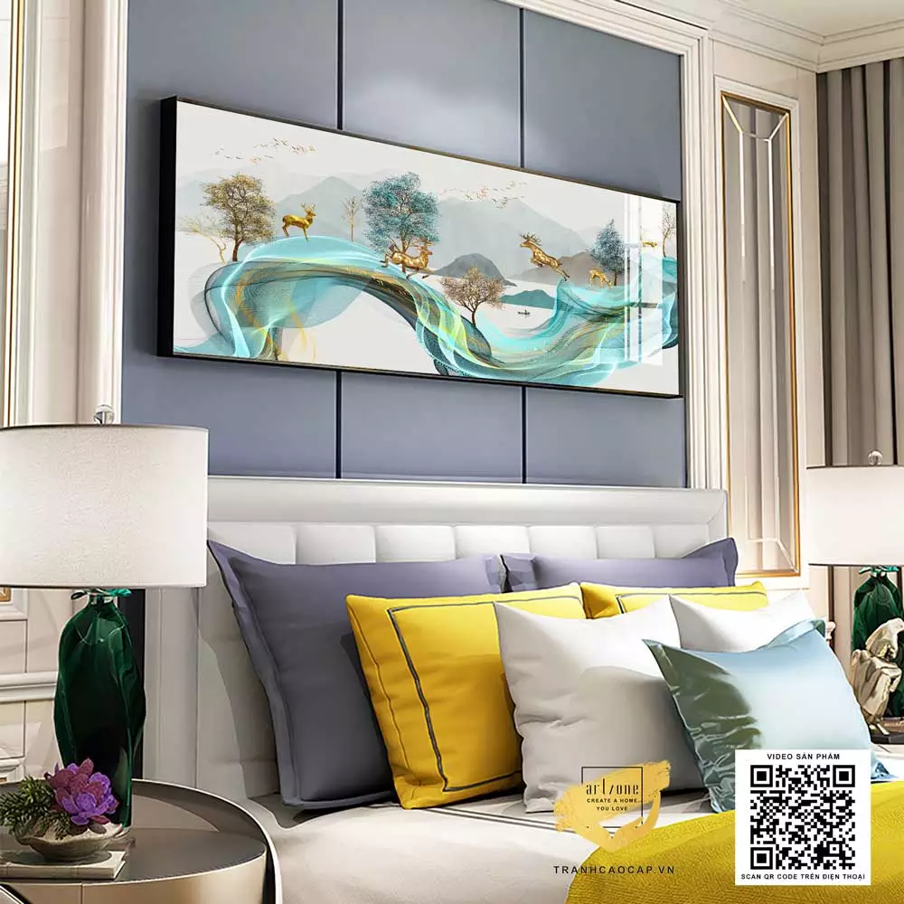 Tranh trang trí vải Canvas phòng ngủ chung cư cao cấp Nhẹ nhàng 120X40 cm P/N: AZ1-0717-KN-CANVAS-120X40