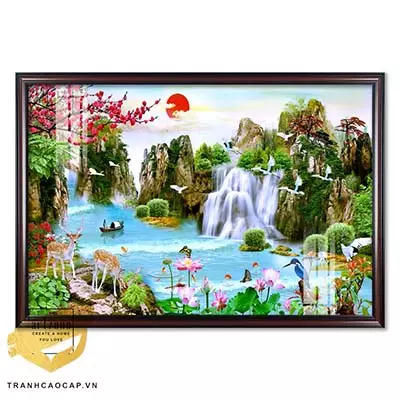 Tranh phong cảnh in trên vải Canvas Sơn thuỷ Trang trí Phòng khách 105*70 Az1-2940-Kn-Canvas-105X70