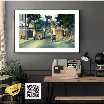 Tranh trang trí cổ điển Mica treo tường phòng khách Phong cảnh Hà Nội xưa 60*40 cm P/N: AZ1-0975-KC5-MICA-60X40