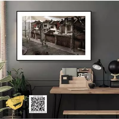 Tranh Phong cảnh Hà Nội xưa trang trí Quán cafe Cao cấp Mica Đài loan Kích thước: 150X100 cm P/N: AZ1-0982-KC5-MICA-150X100