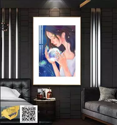 Tranh treo tường trang trí Quán cafe thiếu nữ cá tính in trên Canvas giá rẻ Kích thước: 90X135 P/N: AZ1-0881-KC-CANVAS-90X135