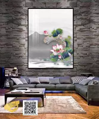 Tranh hoa lá vải Canvas trang trí Phòng ăn Bền 80X120 cm P/N: AZ1-0845-KN-CANVAS-80X120