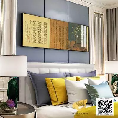 Tranh trang trí phòng ngủ Chung cư Đẹp in trên vải Canvas Size: 150*50 cm P/N: AZ1-0623-KN-CANVAS-150X50