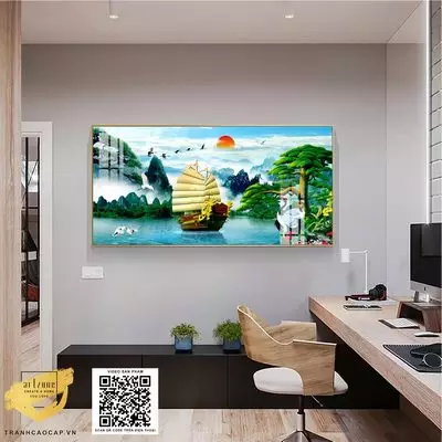 Tranh Thuận Buồm Trang trí Phòng khách Sang trọng in trên Canvas Size: 110X55 cm P/N: AZ1-1187-KC5-CANVAS-110X55