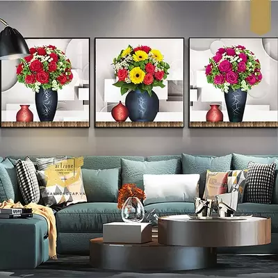 Tranh Decal trang trí phòng khách chung cư cao cấp Chất lượng cao 90*90-90*90-90*90 P/N: AZ3-0346-KN-DECAL-90X90-90X90-90X90