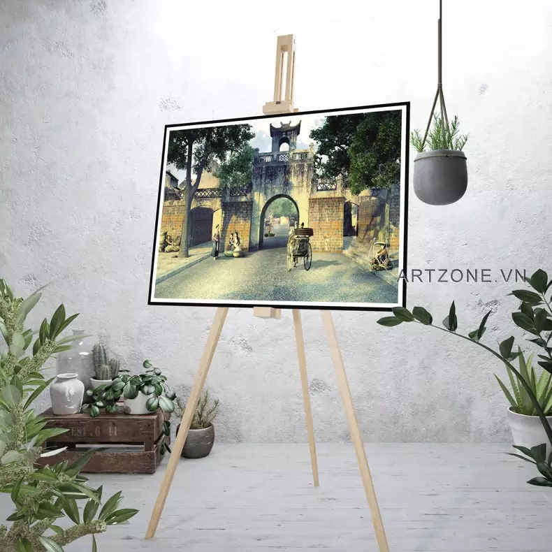 Tranh vải Canvas Phong cảnh Hà Nội xưa treo tường phòng khách Tranh vải Canvas Phong cảnh Hà Nội xưa treo tường phòng khách 105X70 P/N: AZ1-0016-KN-CANVAS-105X70 in trên Vải Canvas