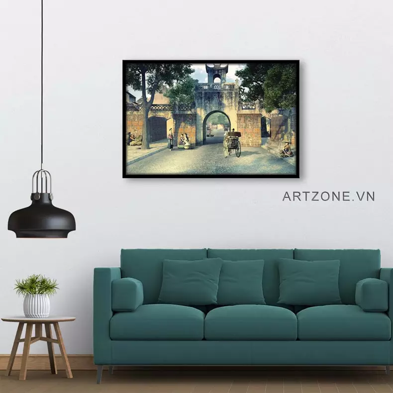 Tranh vải Canvas Phong cảnh Hà Nội xưa treo tường phòng khách Tranh vải Canvas Phong cảnh Hà Nội xưa treo tường phòng khách 105X70 P/N: AZ1-0016-KN-CANVAS-105X70