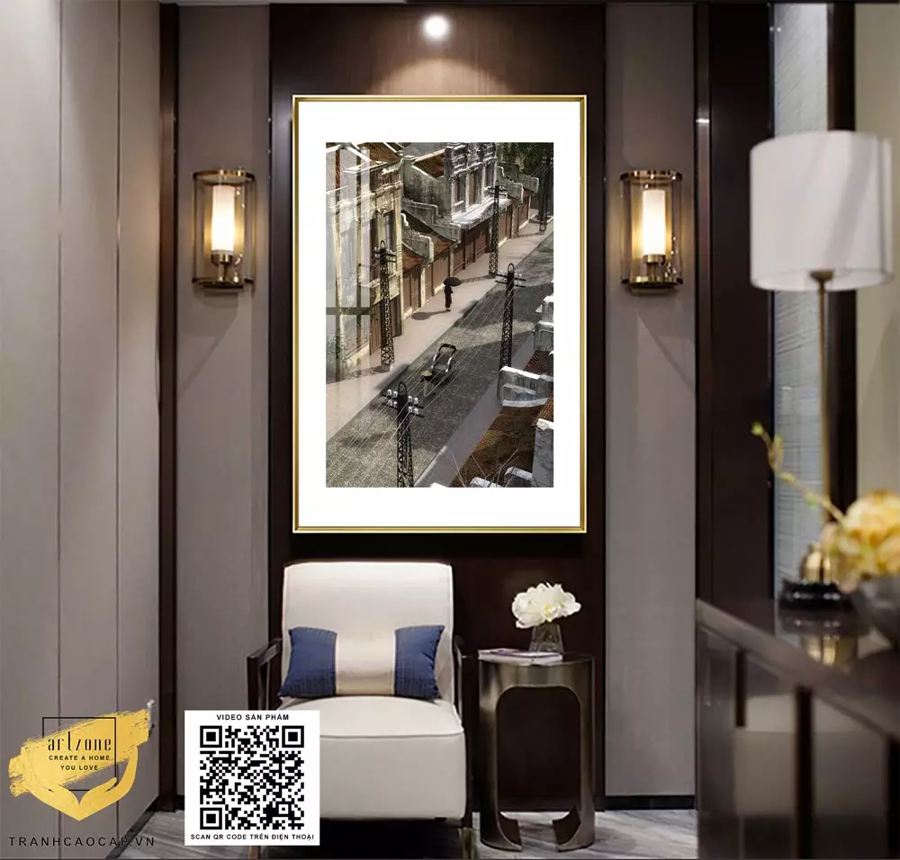 Tranh treo tường bền trang trí phòng khách Decal Hà Nội xưa Tranh treo tường bền trang trí phòng khách Decal Hà Nội xưa Kích thước: 50*75 P/N: AZ1-0927-KC5-DECAL-50X75