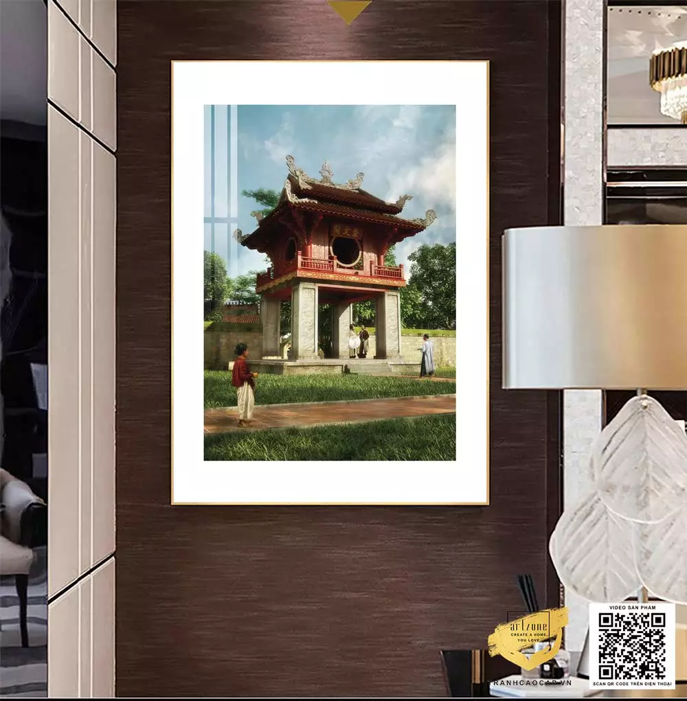 Tranh trang trí tinh tế trang trí phòng khách Hà Nội xưa Canvas Tranh trang trí tinh tế trang trí phòng khách Hà Nội xưa