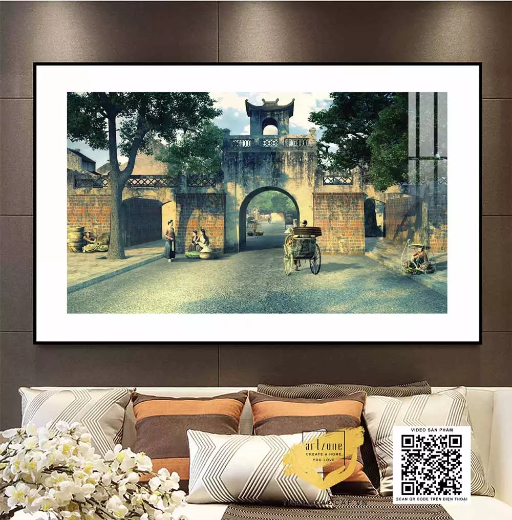 Tranh hiện đại Phong cảnh Hà Nội xưa in trên vải Canvas Tranh hiện đại Phong cảnh Hà Nội xưa in trên vải Canvas Kích thước: 90*60 cm P/N: AZ1-0957-KN-CANVAS-90X60