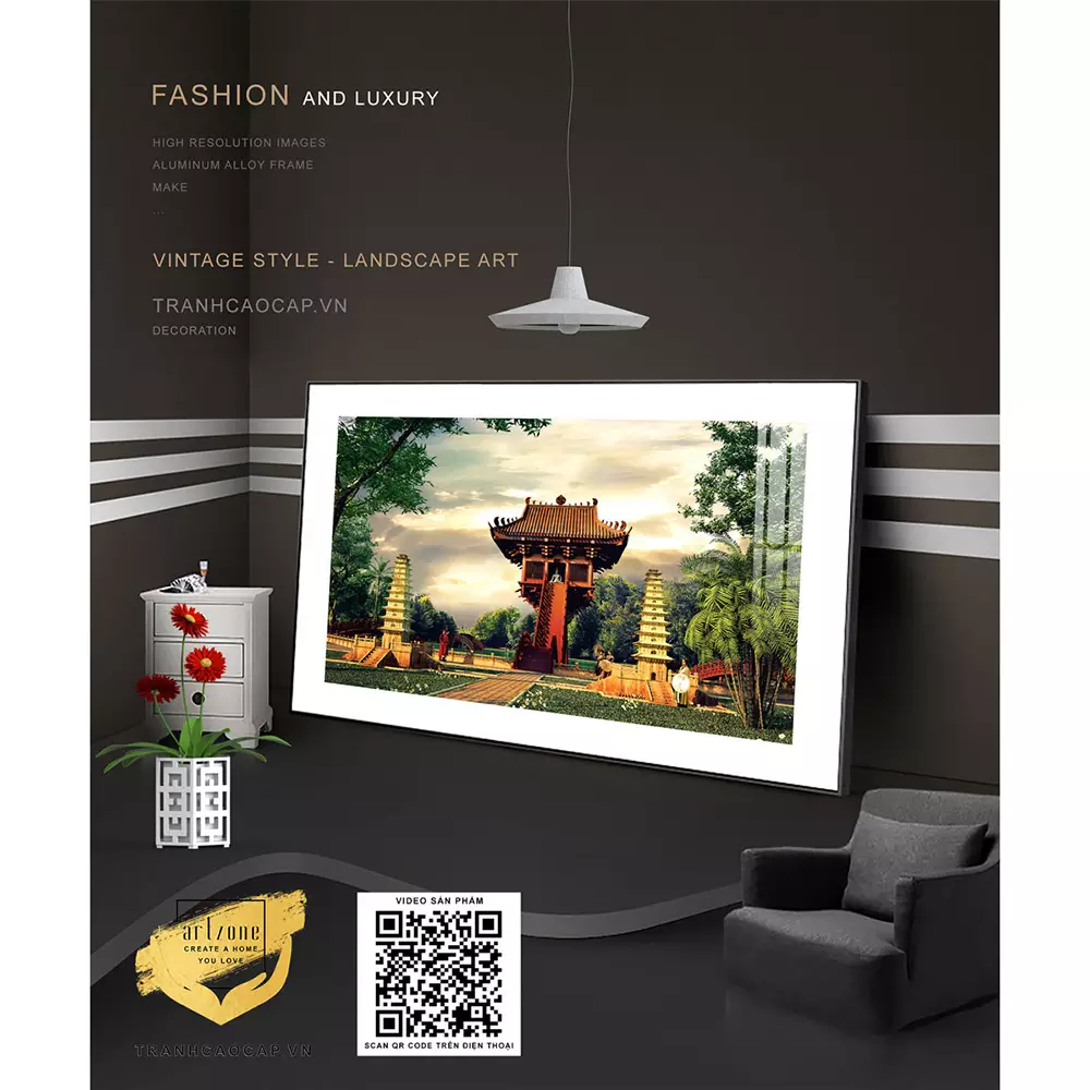 Tranh Decor in trên Canvas tinh tế trang trí phòng khách Hà Nội xưa Tranh Decor in trên Canvas tinh tế trang trí phòng khách Hà Nội xưa 70X105 P/N: AZ1-0961-KC5-CANVAS-70X105