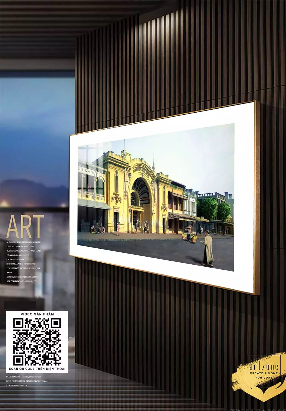 Tranh trang trí treo tường tiệm Cafe Hà Nội xưa vải Canvas Tranh trang trí treo tường tiệm Cafe Hà Nội xưa vải Canvas 120X80 cm P/N: AZ1-0977-KN-CANVAS-120X80