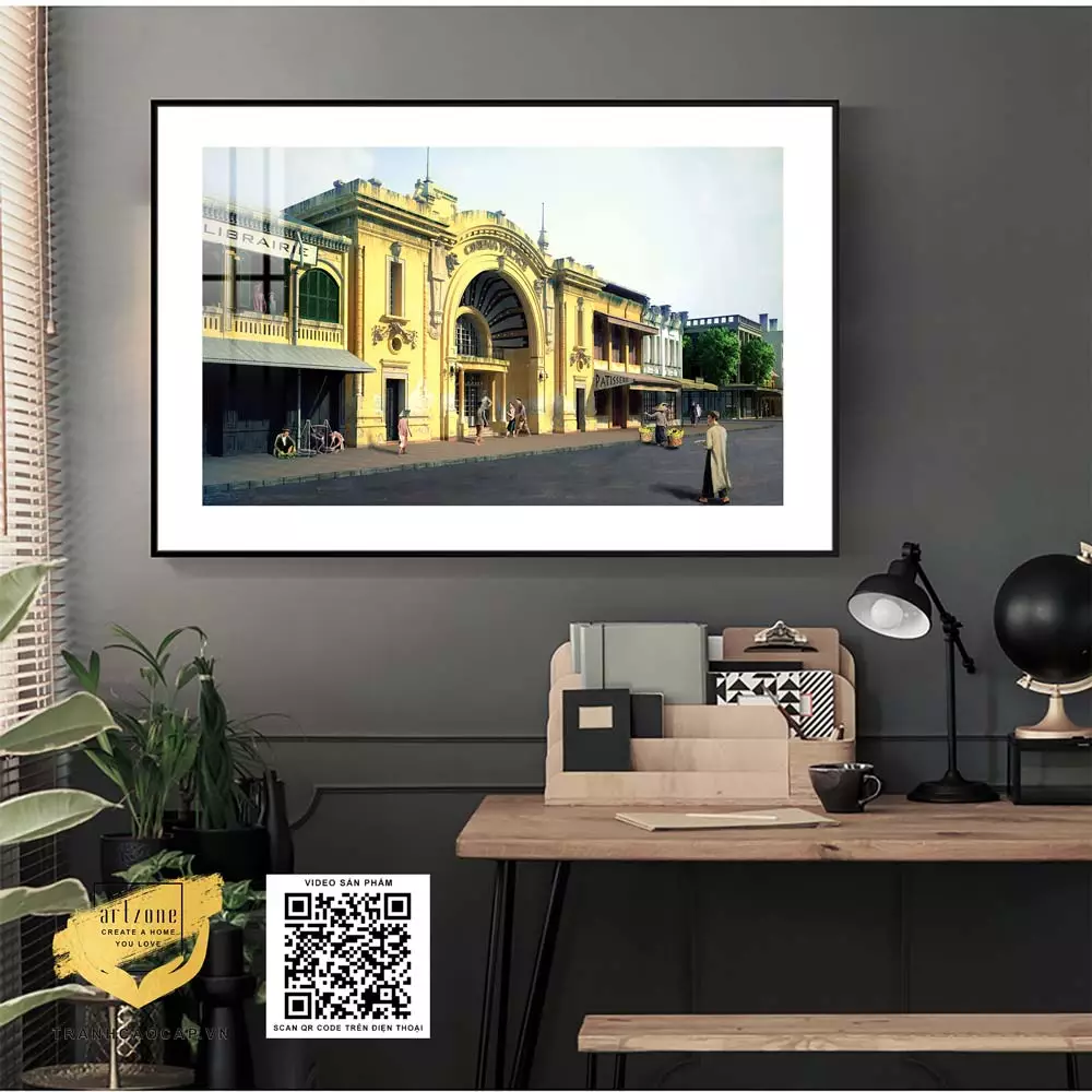 Tranh trang trí treo tường tiệm Cafe Hà Nội xưa vải Canvas Tranh trang trí treo tường tiệm Cafe Hà Nội xưa vải Canvas 120X80 cm P/N: AZ1-0977-KN-CANVAS-120X80