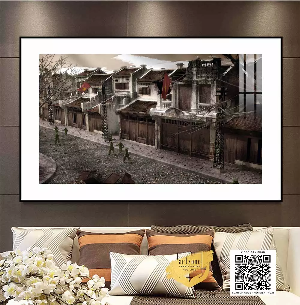 Tranh in trên Canvas Hà Nội xưa trang trí Tiệm cafe Chất lượng Tranh in trên Canvas Hà Nội xưa trang trí Tiệm cafe Chất lượng 105X70 P/N: AZ1-0982-KC5-CANVAS-105X70