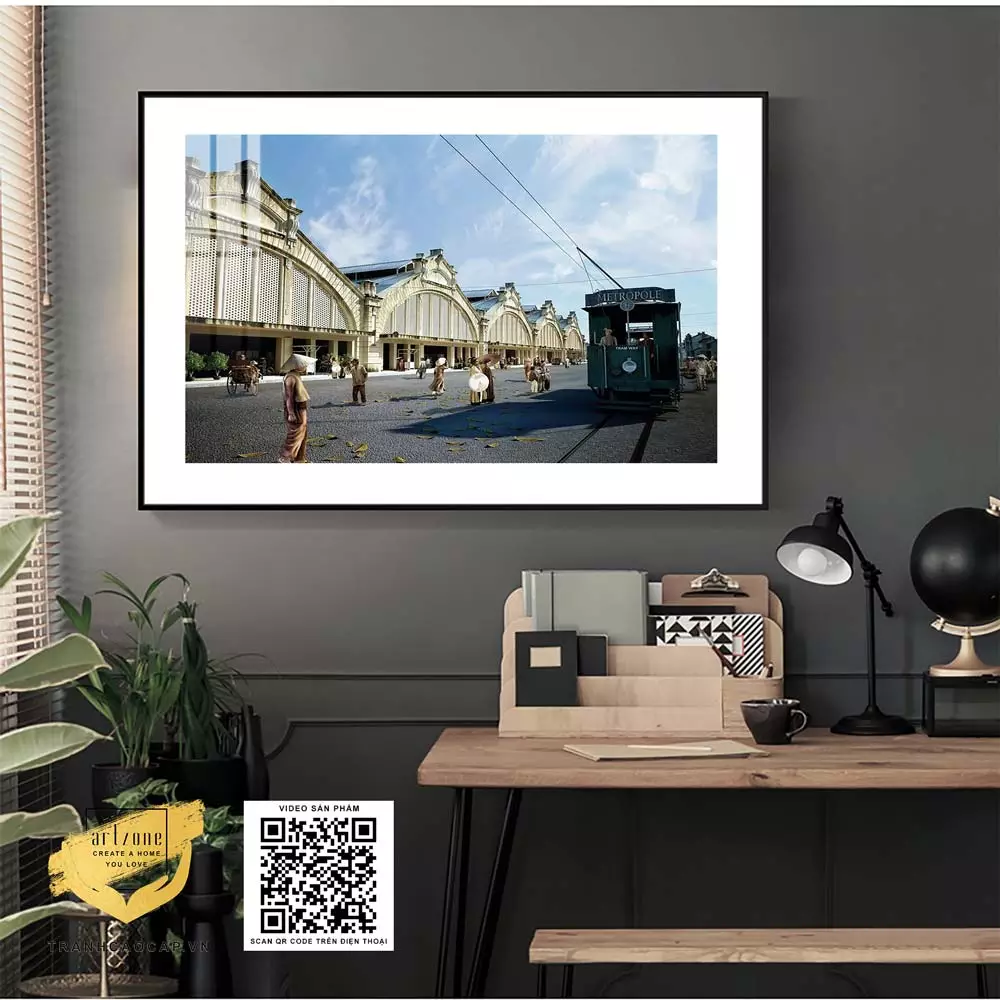 Tranh đơn giản in trên Canvas trang trí tiệm cafe Hà Nội xưa Tranh đơn giản in trên Canvas trang trí tiệm cafe Hà Nội xưa 120X80 cm P/N: AZ1-0995-KC5-CANVAS-120X80