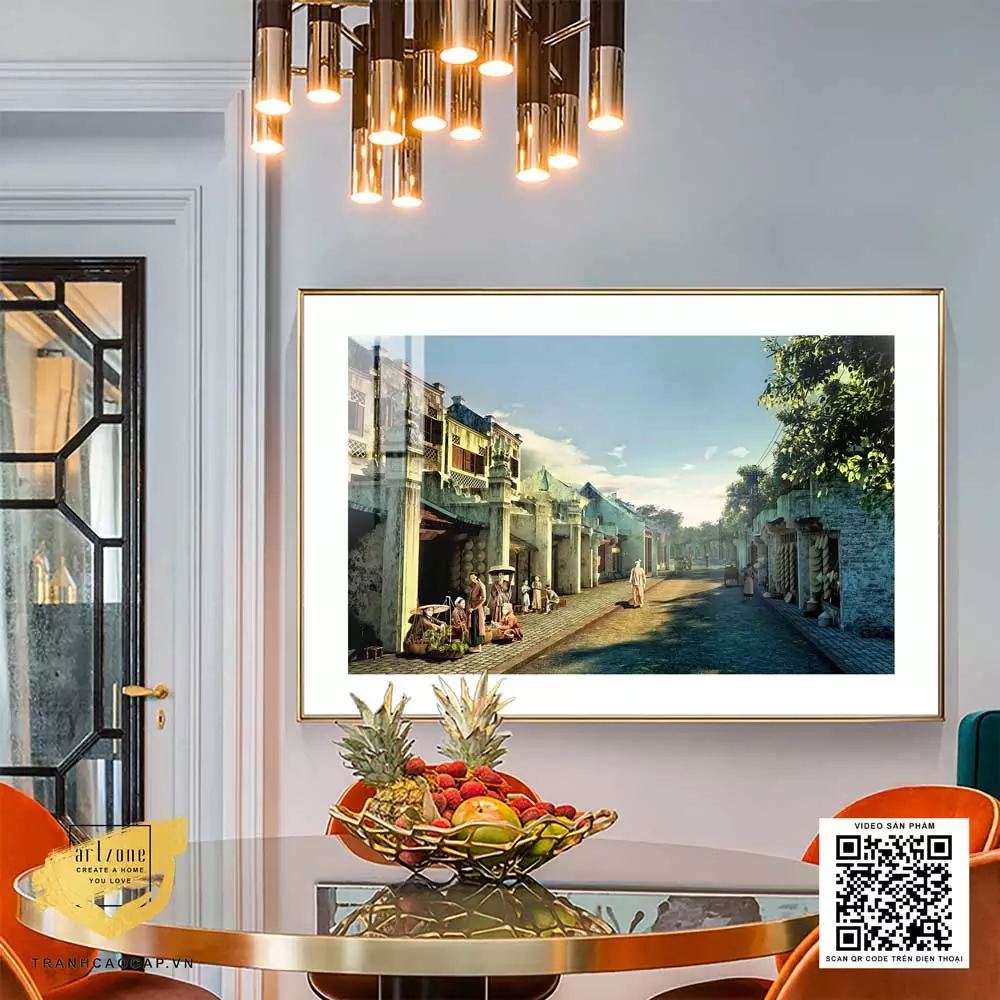 Tranh in trên Canvas đẹp treo tường phòng khách Hà Nội xưa Tranh in trên Canvas đẹp treo tường phòng khách Hà Nội xưa 105X70 P/N: AZ1-0996-KC5-CANVAS-105X70