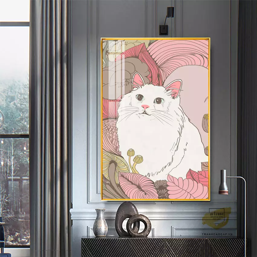 Tranh bóng gương Mèo con xinh đáng yêu