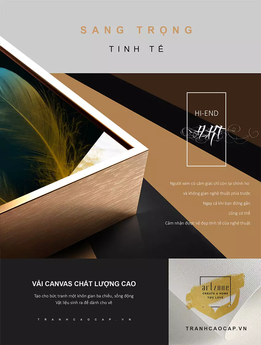 Tranh bóng gương Lông vũ nghệ thuật trừu tượng in trên Vải Canvas