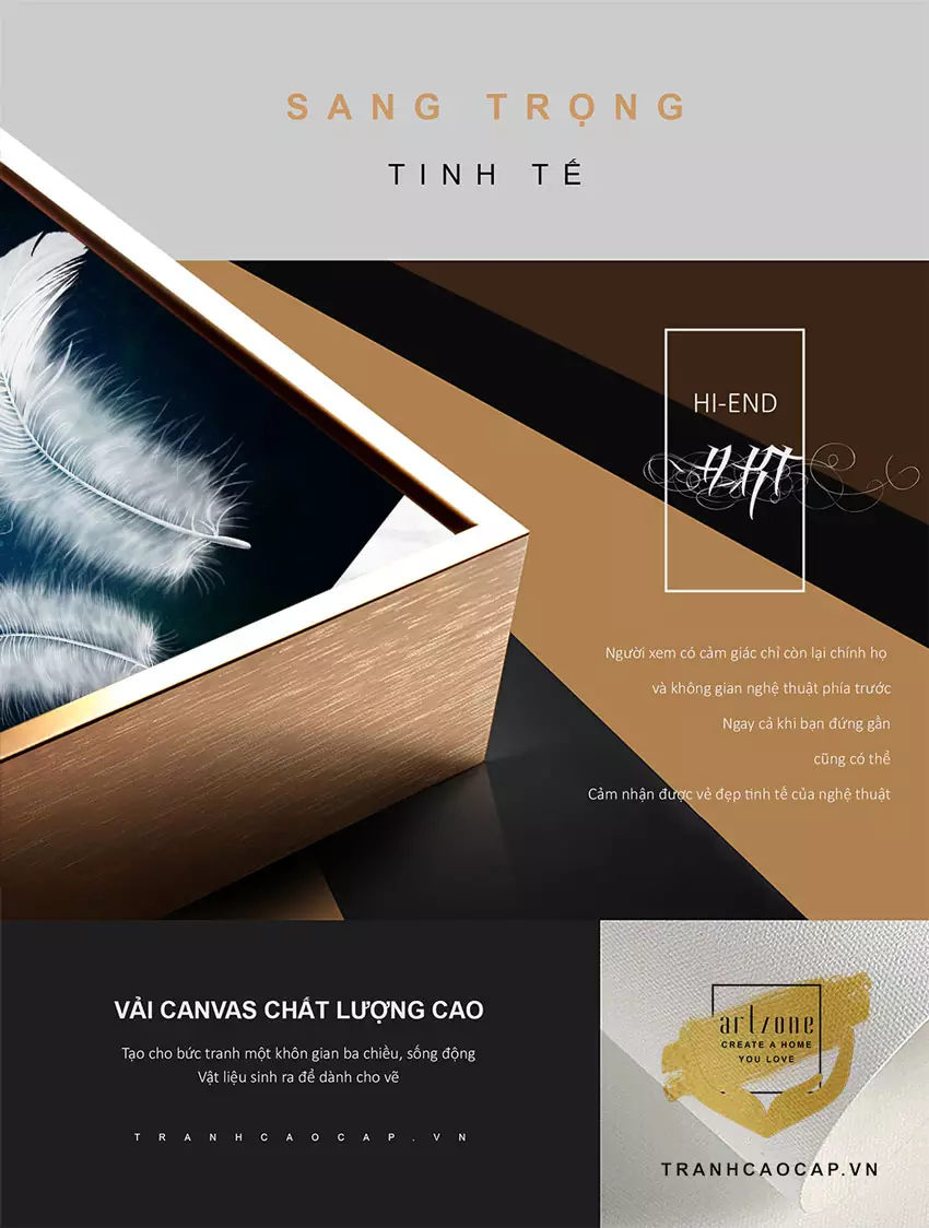 Tranh bóng gương Lông vũ nghệ thuật trừu tượng in trên Vải Canvas