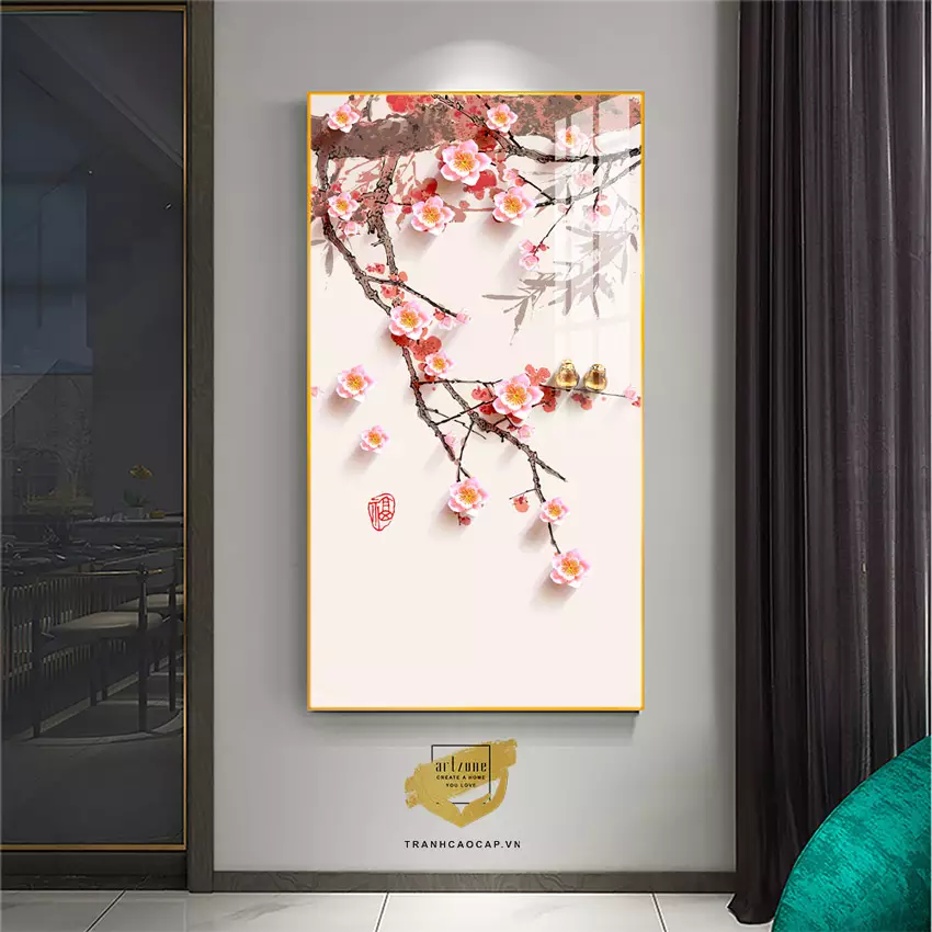 Tranh Hoa lá, Khung Nhôm, Tranh in trên Canvas Size: 55*110 P/N: AZ1-1817-KN-CANVAS-55X110