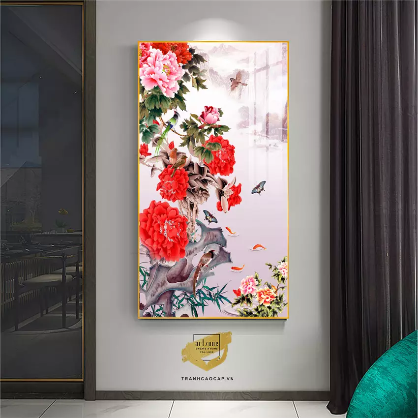 Tranh Hoa lá, Khung Nhôm, Tranh in trên Canvas 60X120 cm P/N: AZ1-1832-KN-CANVAS-60X120