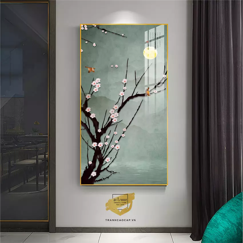 Tranh Hoa lá, Khung Nhôm, Tranh in trên Canvas Size: 60*120 cm P/N: AZ1-1837-KN-CANVAS-60X120
