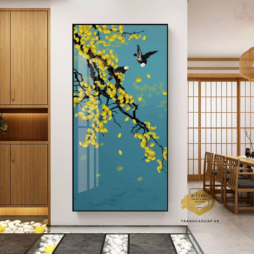 Tranh Hoa lá, Khung Nhôm, Tranh in trên Canvas Size: 70X140 cm P/N: AZ1-2559-KN-CANVAS-70X140