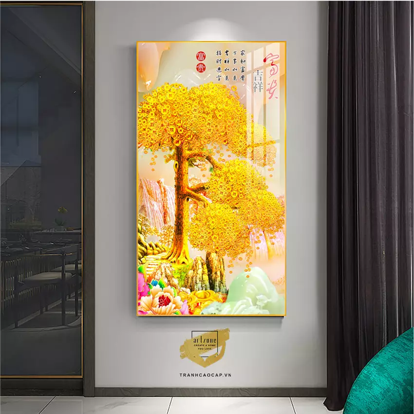 Tranh Hoa lá, Khung Nhôm, Tranh in trên Mica Size: 45*90 cm P/N: AZ1-2884-KN-MICA-45X90
