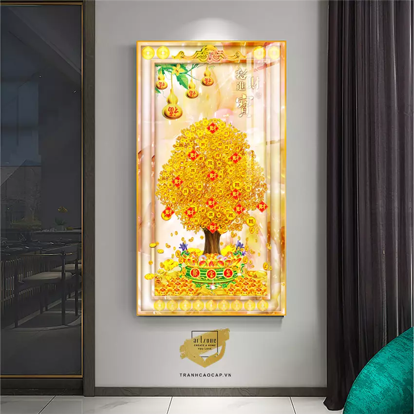 Tranh Hoa lá, Khung Nhôm, Tranh in trên Canvas Size: 50*100 cm P/N: AZ1-2887-KN-CANVAS-50X100
