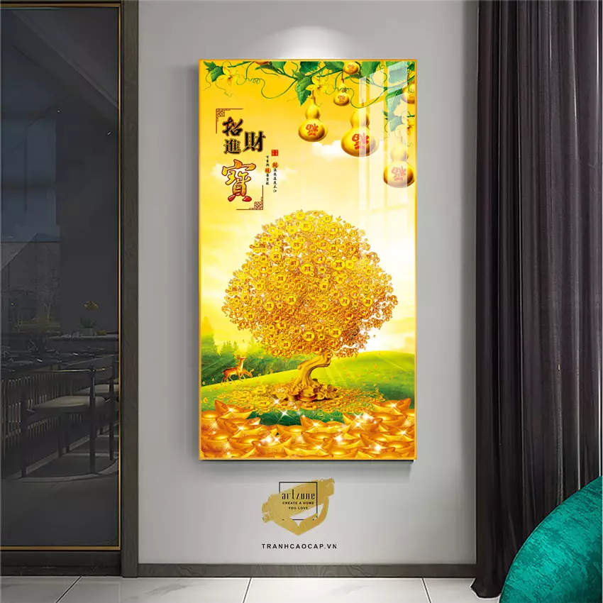Tranh Hoa lá, Khung Nhôm, Tranh in trên Canvas 50X100 cm P/N: AZ1-2890-KN-CANVAS-50X100