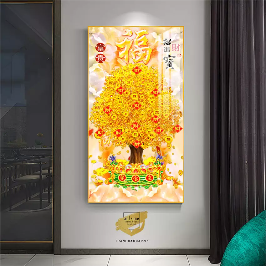 Tranh Hoa lá, Khung Nhôm, Tranh in trên Canvas 60X120 cm P/N: AZ1-2891-KN-CANVAS-60X120