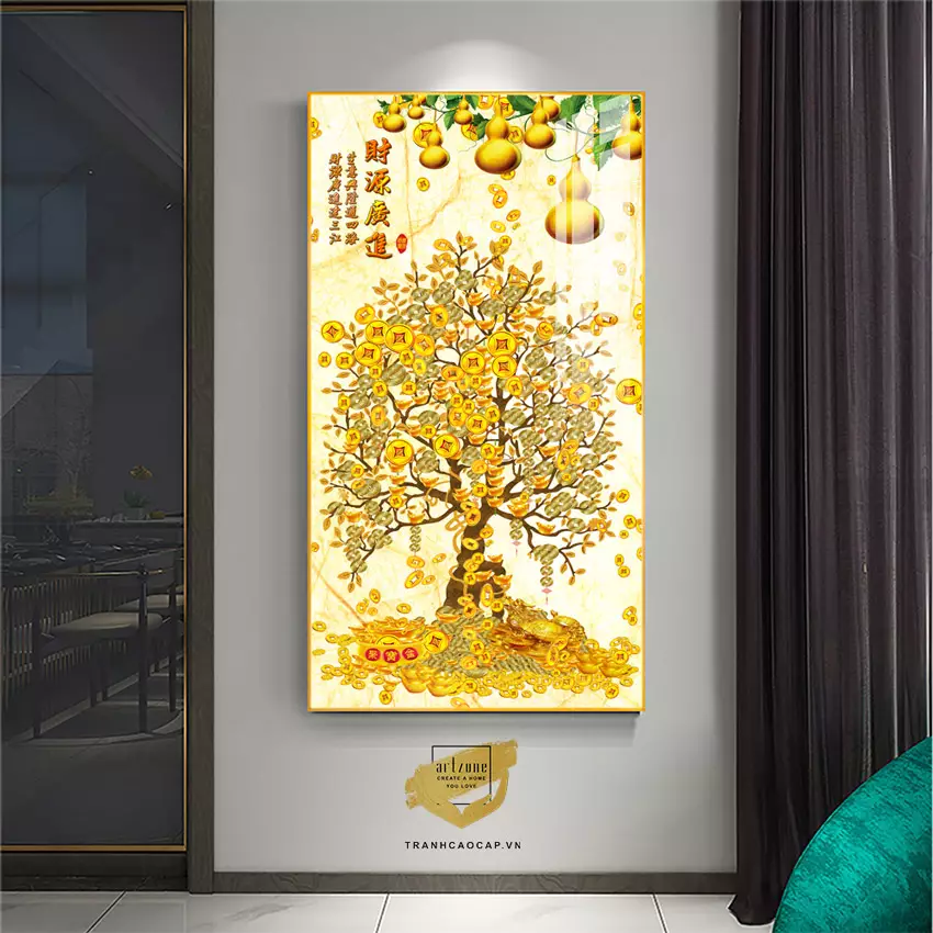 Tranh Hoa lá, Khung Nhôm, Tranh in trên Canvas 50*100 cm P/N: AZ1-2896-KN-CANVAS-50X100