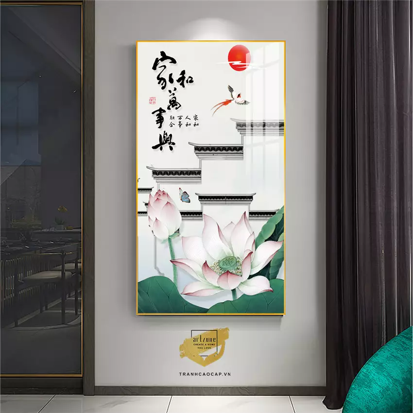 Tranh Hoa lá, Khung Nhôm, Tranh in trên Canvas 50*100 cm P/N: AZ1-1941-KN-CANVAS-50X100