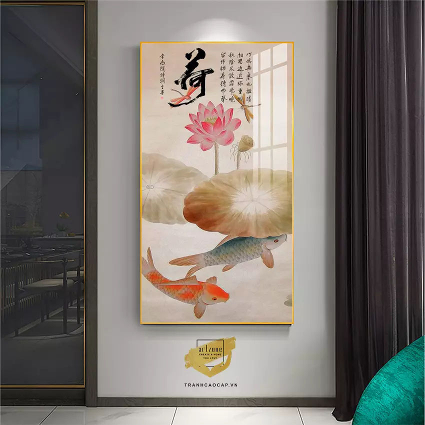 Tranh Hoa lá, Khung Nhôm, Tranh in trên Canvas Size: 50*100 cm P/N: AZ1-1944-KN-CANVAS-50X100