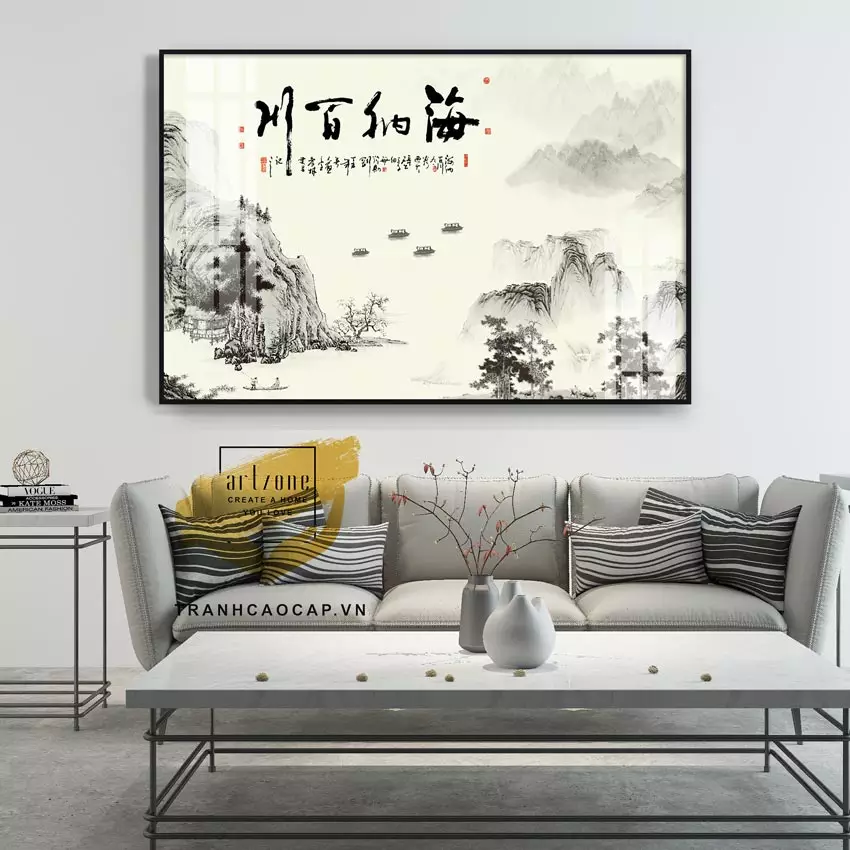 Tranh Sơn thuỷ Decor vải Canvas Trang trí Phòng khách Kích thước 75X50 Az1-2992-Kn-Canvas-75X50