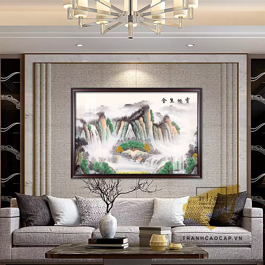 Tranh Sơn thuỷ vải Canvas Decor Treo tường Phòng làm việc 90X60 cm Az1-2985-Kn-Canvas-90X60