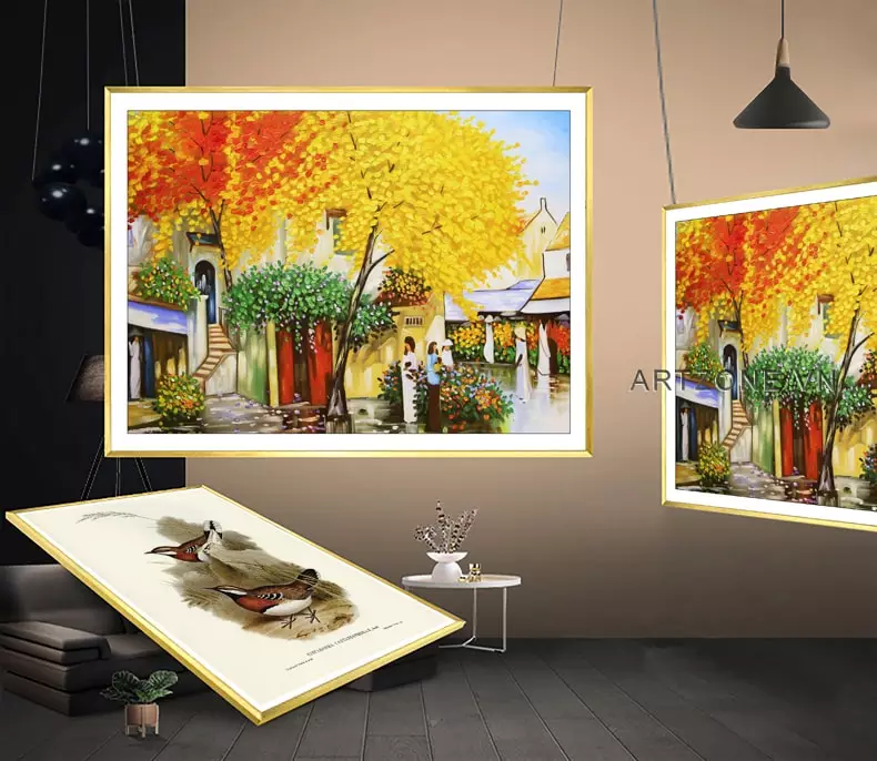 Tranh tinh tế trang trí phòng khách Hà Nội xưa vải Canvas Kích thước: 150X100 cm P/N: AZ1-0039-KN-CANVAS-150X100