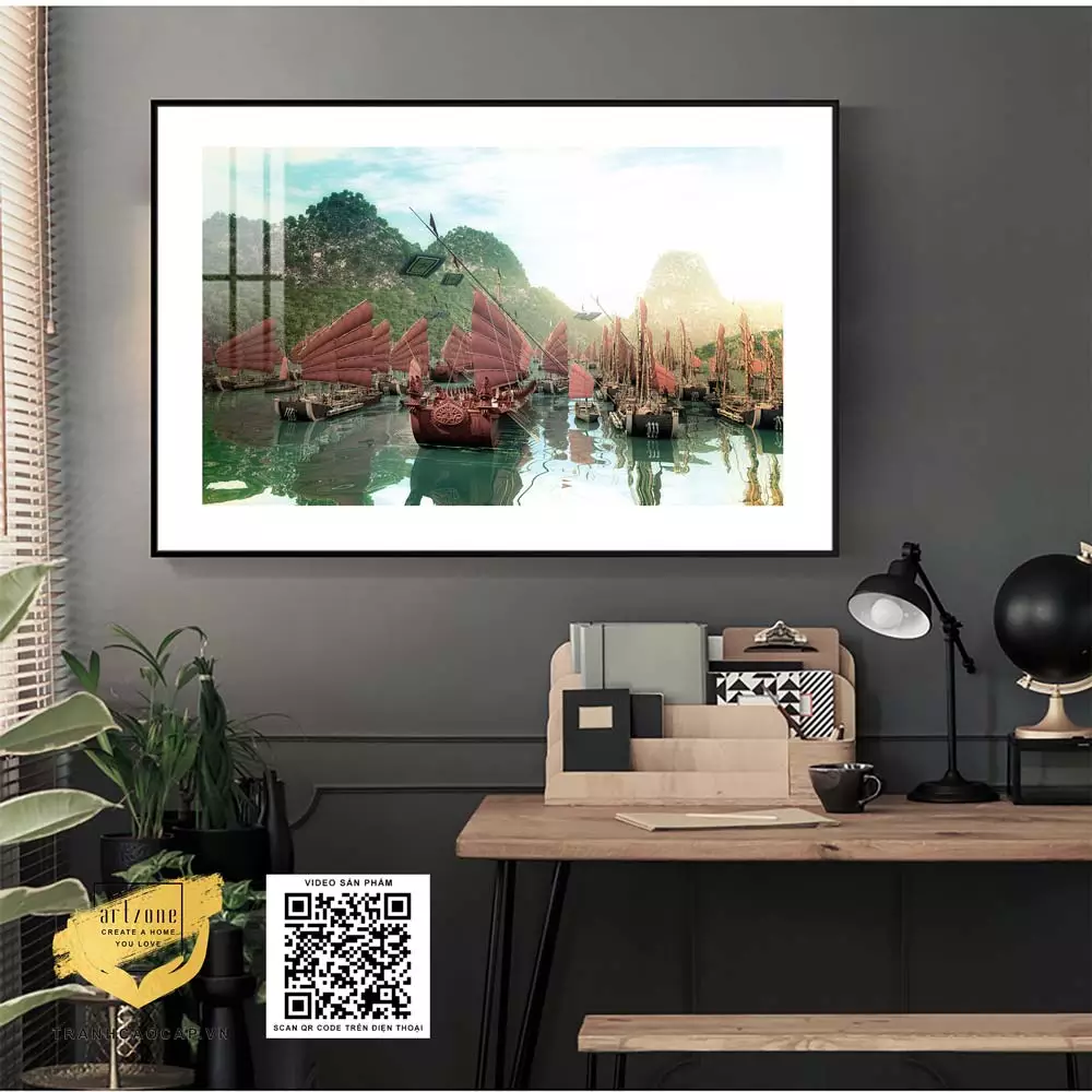 Tranh Decor trang trí Quán cafe Phong cảnh Hà Nội xưa in trên Mica Đài loan bền 120X80 cm P/N: AZ1-0950-KN-MICA-120X80