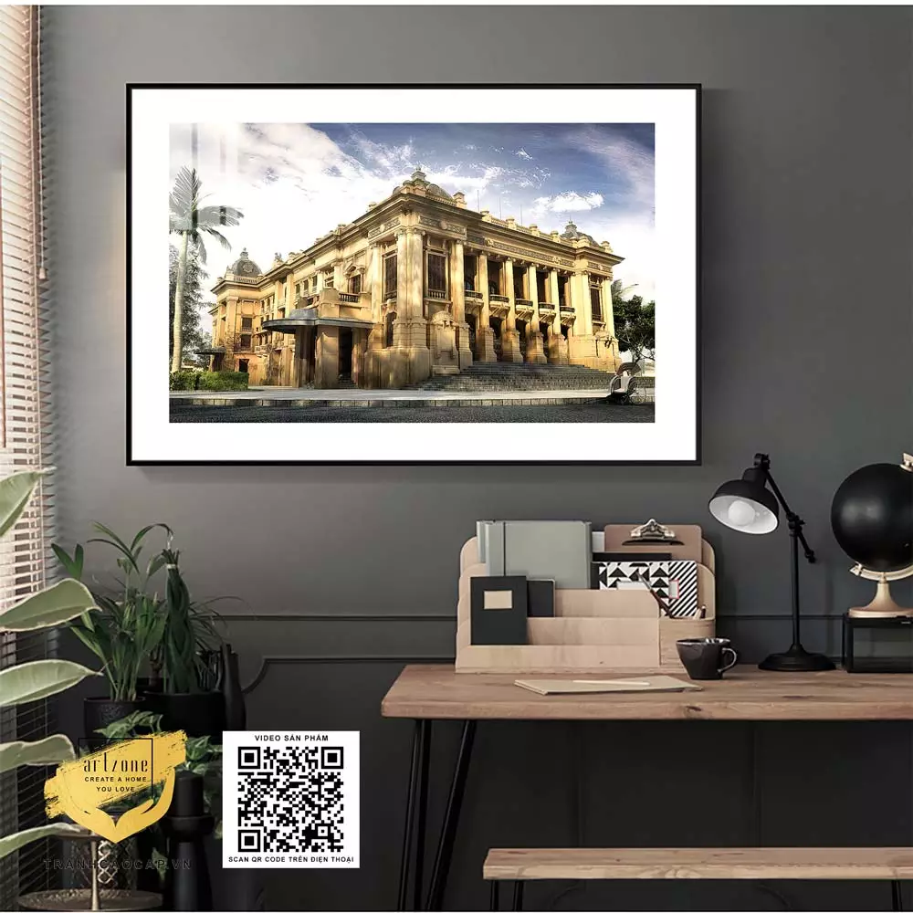 Tranh cổ điển trang trí phòng khách in trên Mica Đài loan Hà Nội xưa Kích thước: 90X135 P/N: AZ1-0959-KN-MICA-90X135