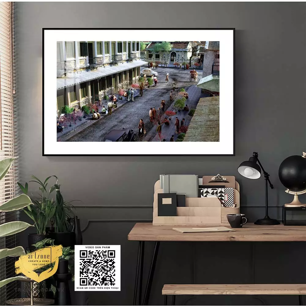 Tranh Decor treo tường tiệm Cafe in trên Mica Đài loan Phong cảnh Hà Nội xưa giá rẻ 105X70 P/N: AZ1-0987-KN-MICA-105X70