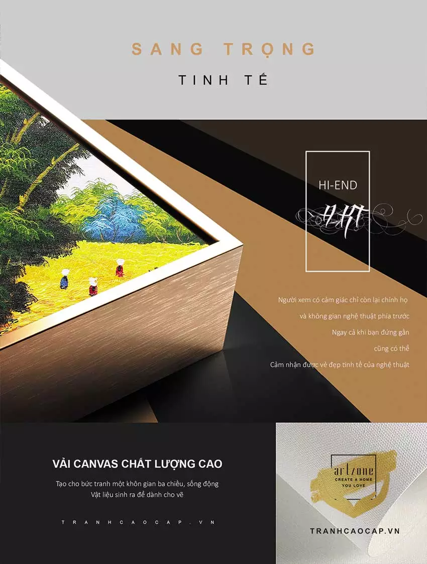 Tranh Decor giá rẻ trang trí tiệm cafe Phong cảnh Làng quê Việt Nam in trên Vải Canvas