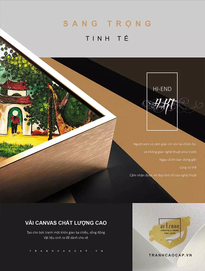 Tranh Làng quê Việt Nam trang trí Quán cafe giá rẻ in trên Vải Canvas