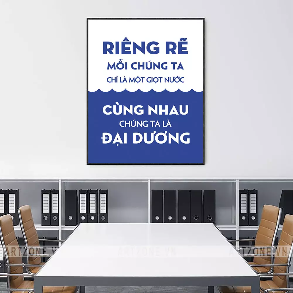 Tranh Slogan trang trí Văn phòng in trên Decal 40X60 cm
