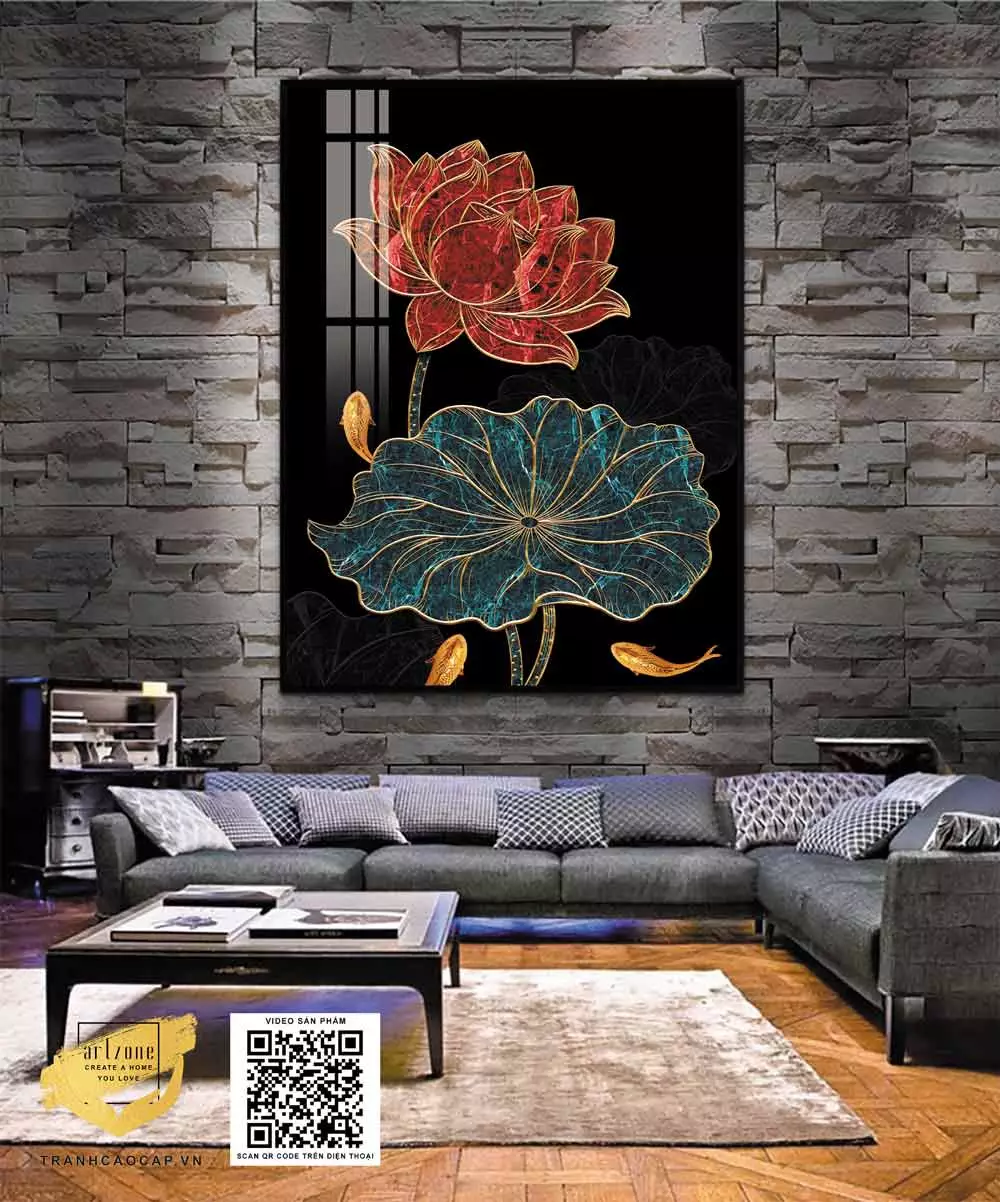 Tranh hoa lá treo tường in trên Canvas Phòng ngủ Giá rẻ Size: 90X135 P/N: AZ1-0809-KC-CANVAS-90X135