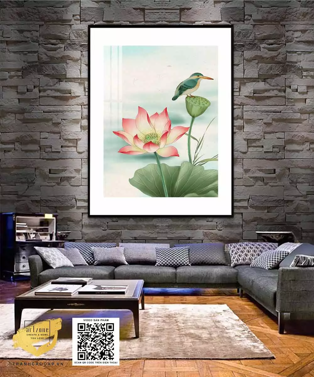 Tranh hoa lá trang trí in trên Canvas Phòng khách Đẹp Size: 90X135 P/N: AZ1-0893-KC-CANVAS-90X135