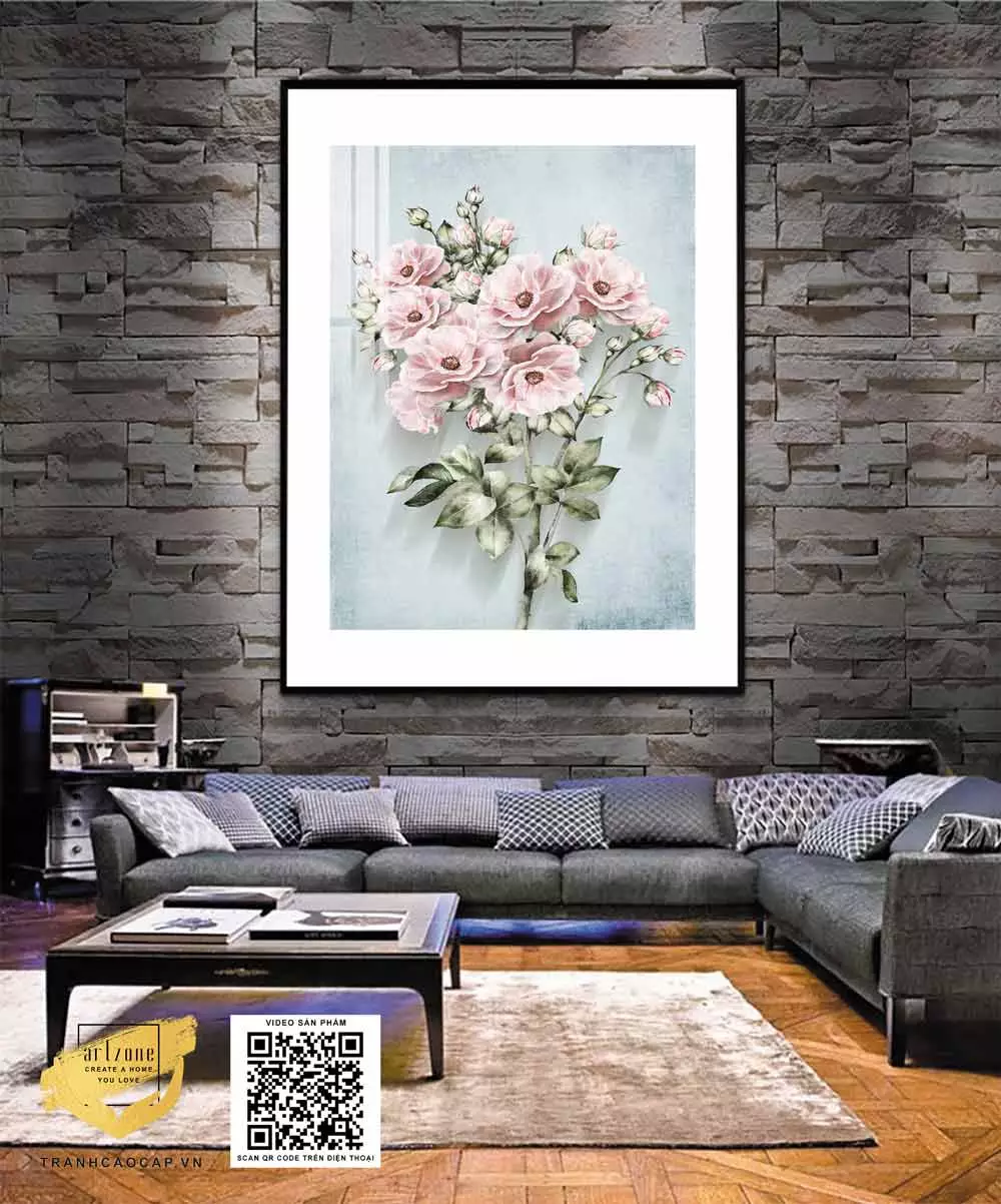 Tranh hoa lá in trên vải Canvas Decor Chung cư Nhẹ nhàng 40*60 cm P/N: AZ1-0909-KN-CANVAS-40X60