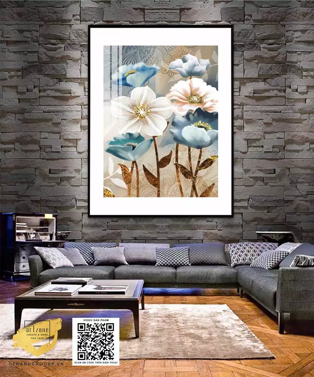 Tranh hoa lá treo tường in trên vải Canvas Chung cư cao cấp giá xưởng Size: 50*75 P/N: AZ1-0920-KN-CANVAS-50X75