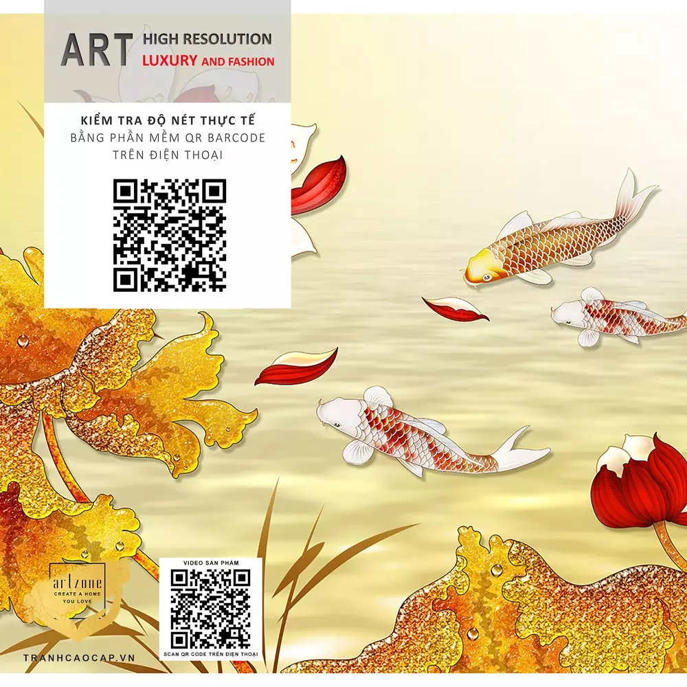 Nội dung Tranh treo tường Mica Hoa sen vàng và cá chép